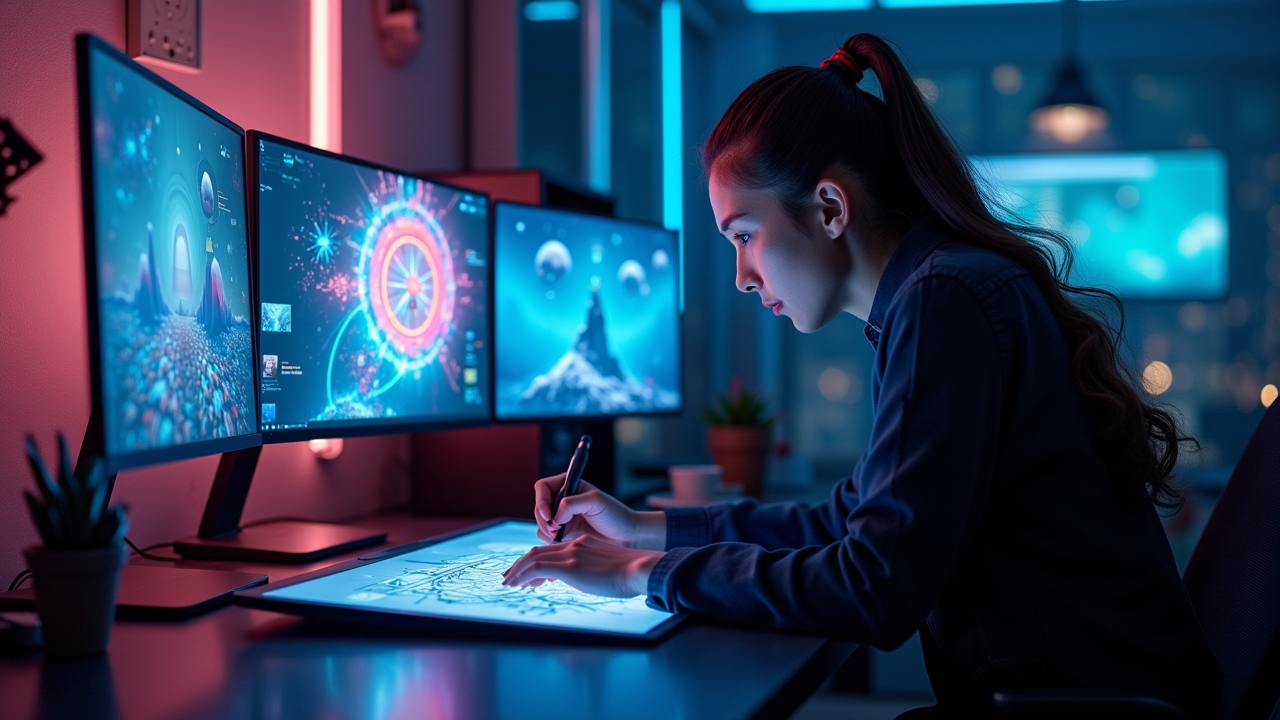 Person using AI art software