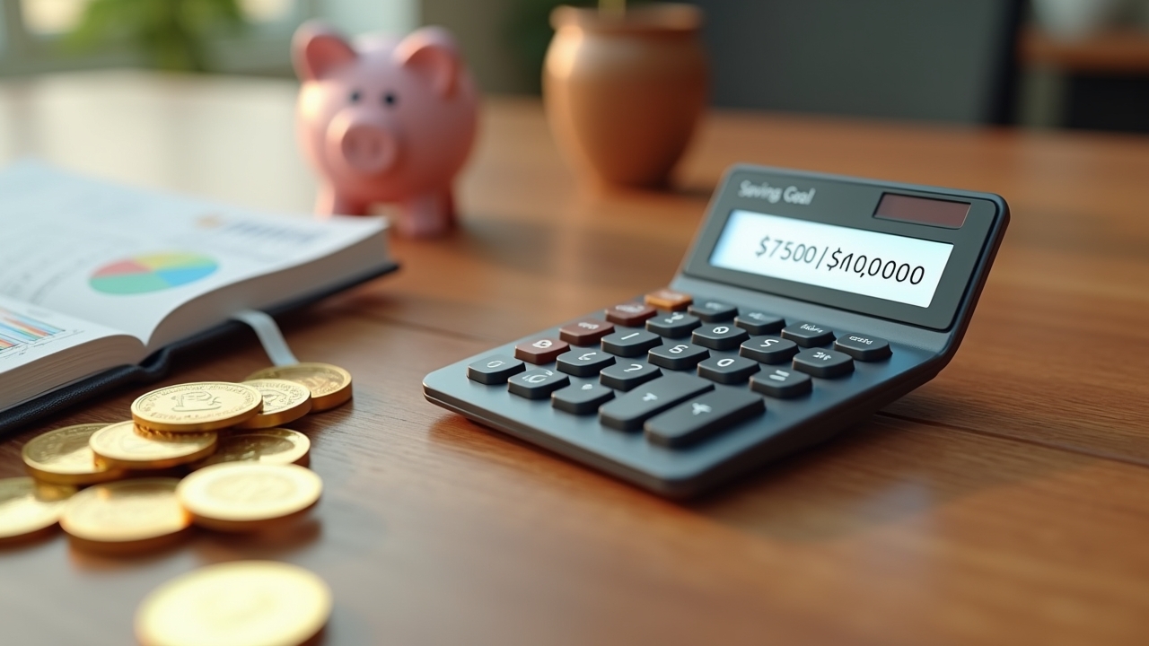 Calculator showing savings goals