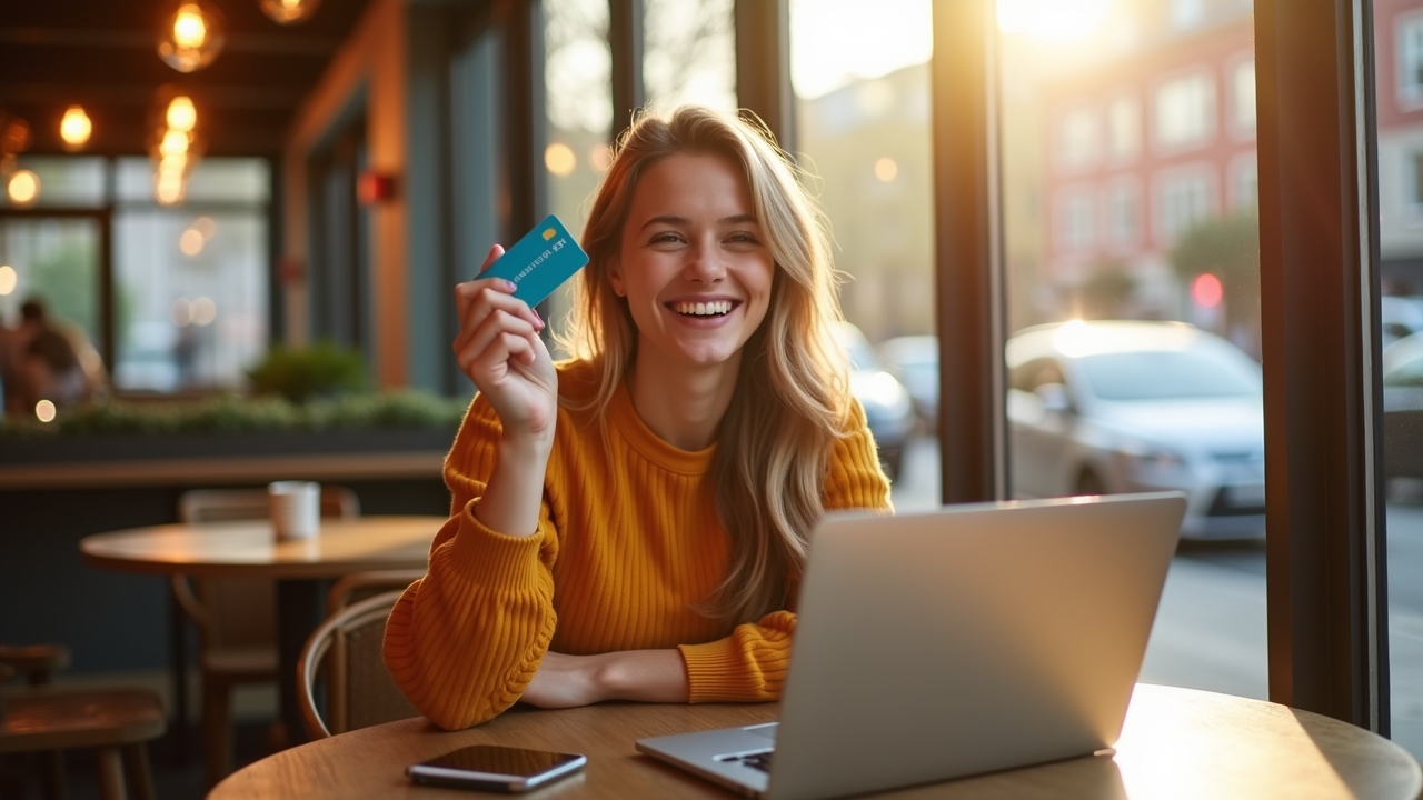 Young person with first credit card