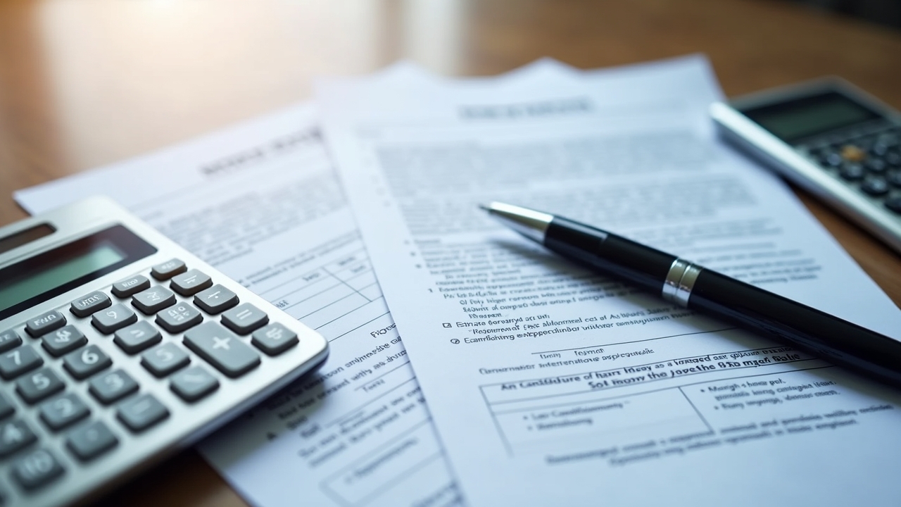 Calculator with loan papers