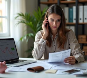 Person reviewing loan documents on laptop