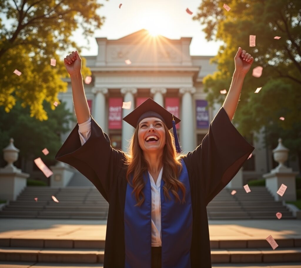 Graduate with diploma and debt papers