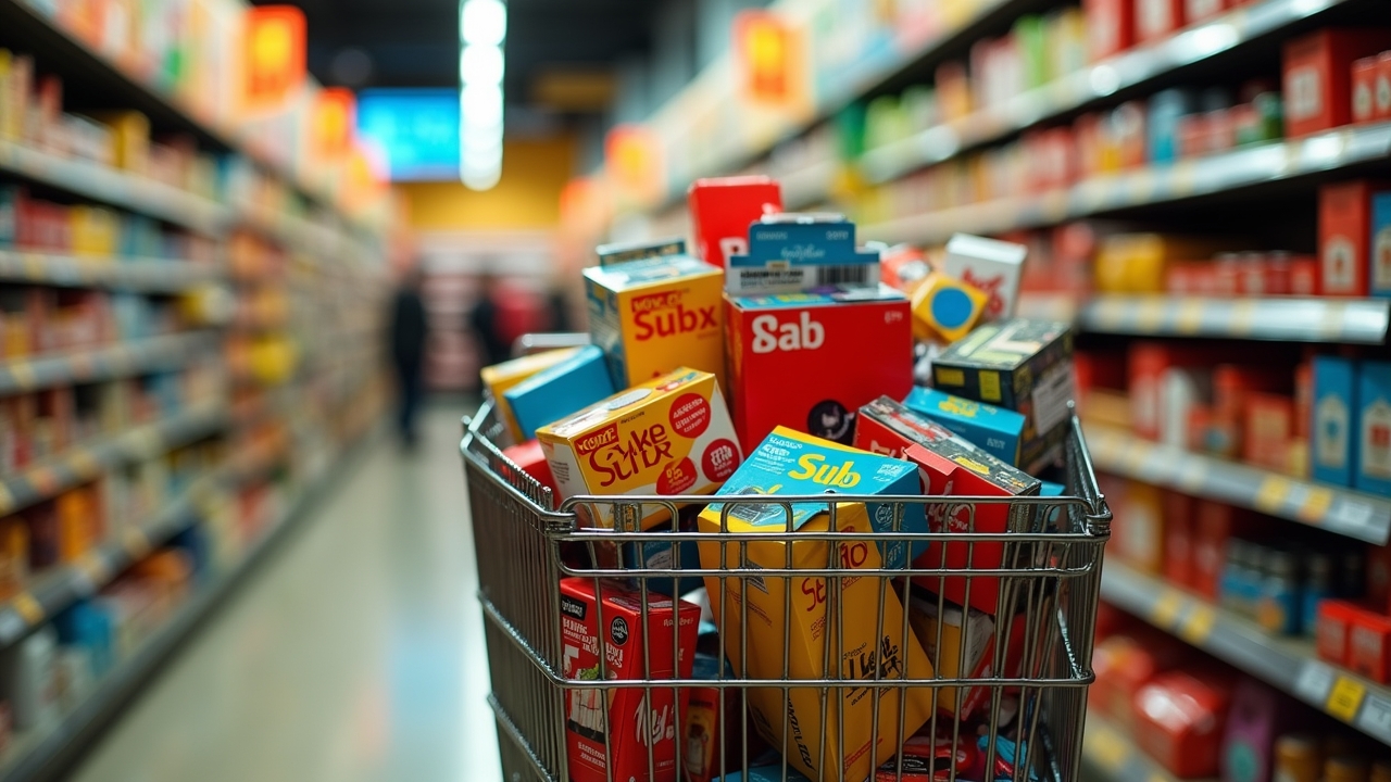 Shopping cart full of clearance items