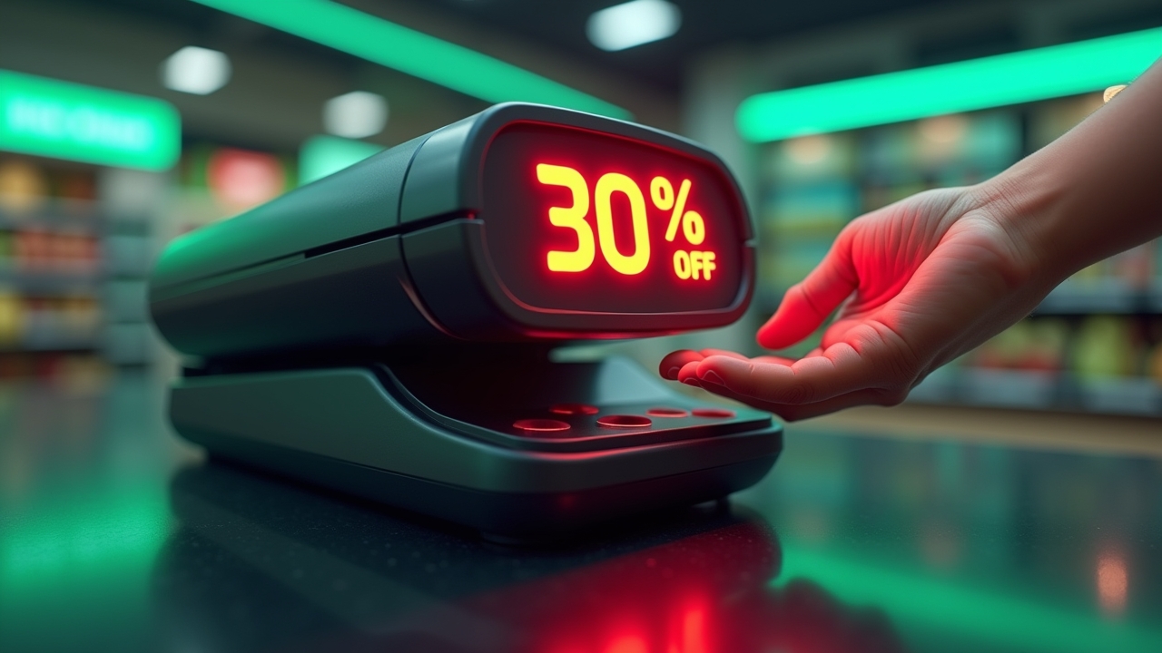 Price scanner showing discount