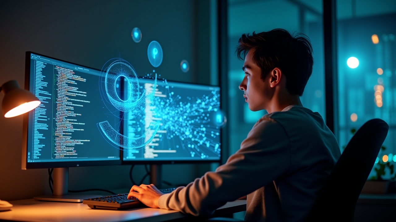Person learning to code with AI