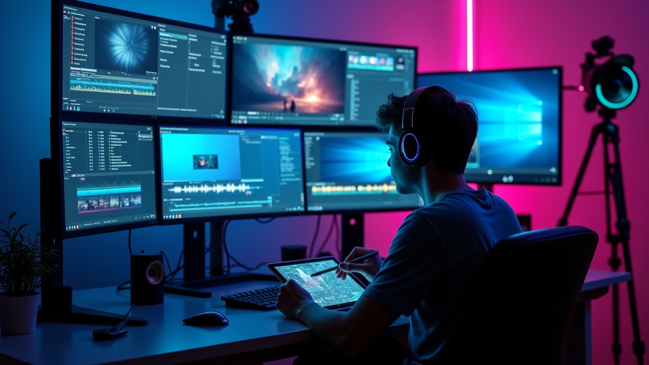 Person creating video with AI