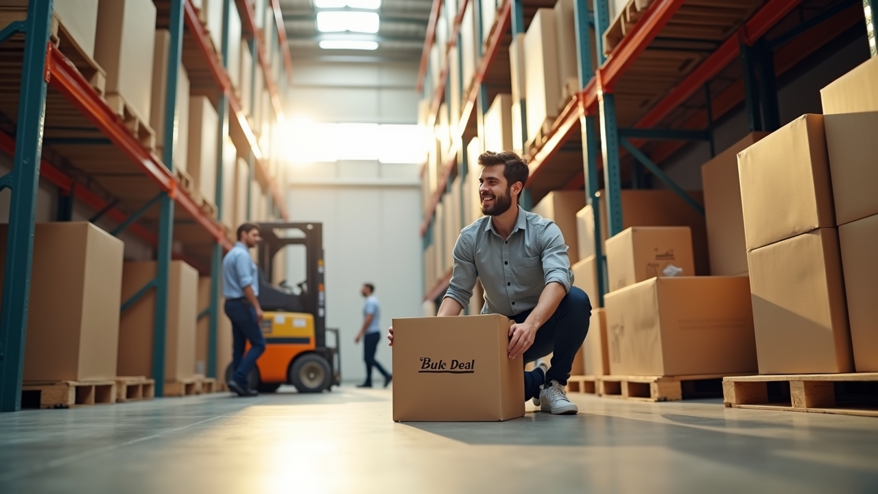 Person unboxing warehouse deal
