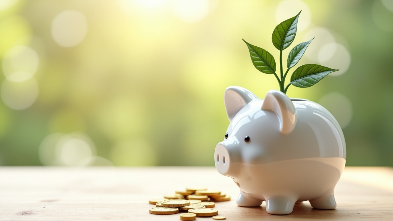 Money growing in piggy bank